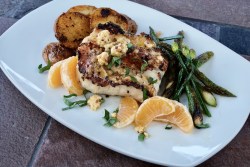 Cast Iron Seared Lingcod with Citrus and Fermented Garlic Compound Butter (GF)