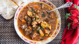 Leftover Prime Rib Beef Barley Soup with Mushrooms