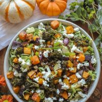 Shredded Brussel Sprouts and Roasted Vegetable Salad