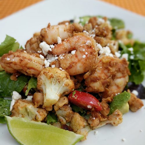 Shrimp and Veggie Tahini Plate