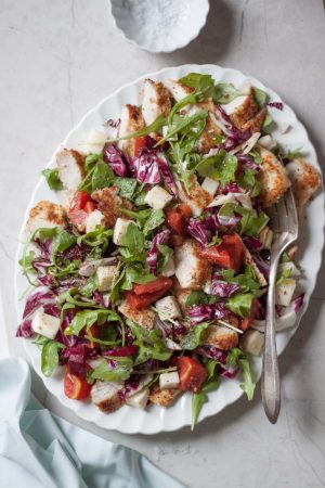 Parmesan Crusted Chicken Caprese Salad