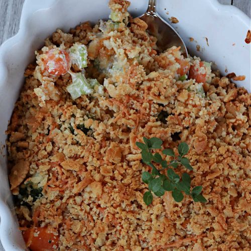 Cheesy Broccoli, Cauliflower and Carrot Casserole