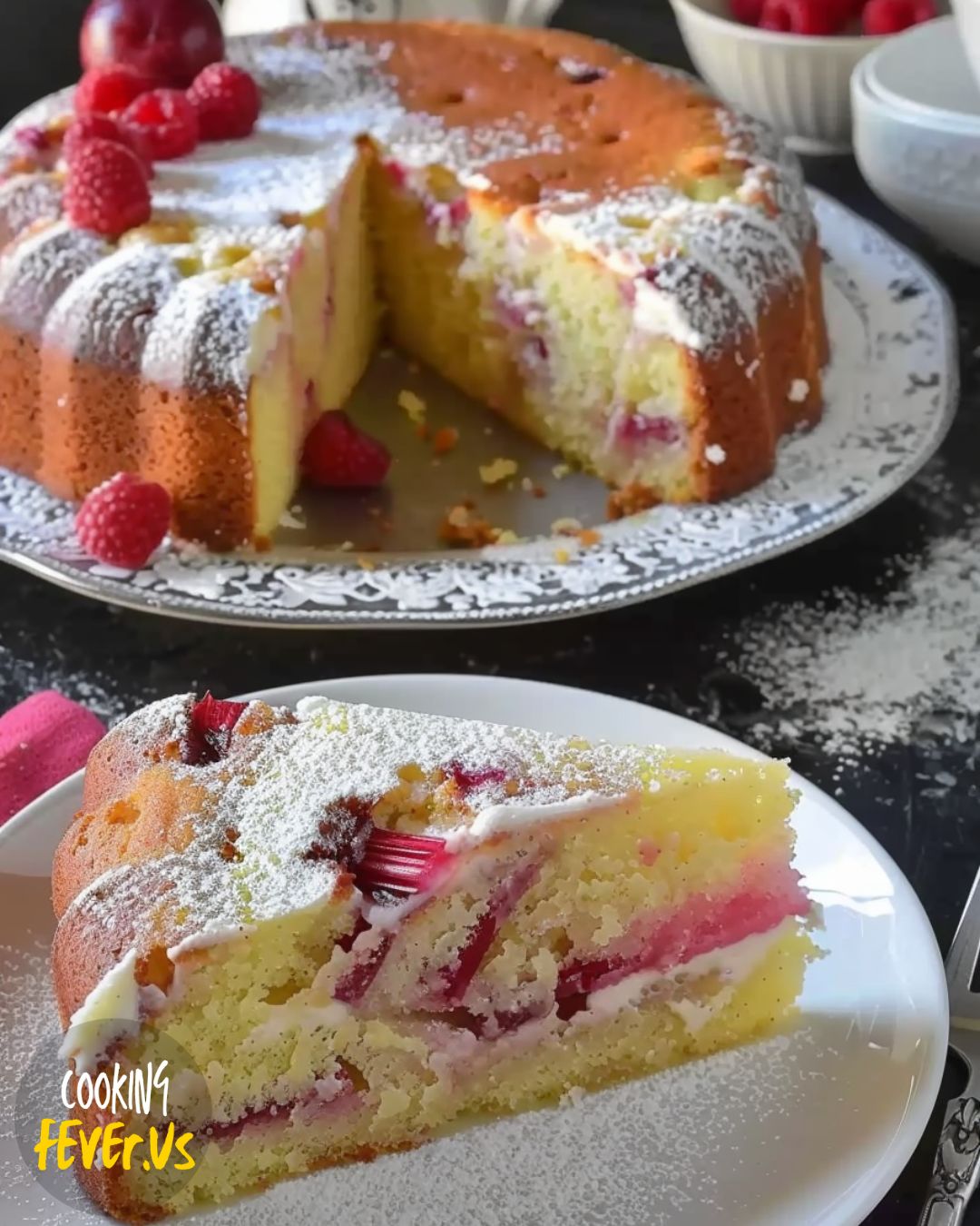 Rhubarb Sour Cream Cake