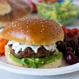 Queso Bacon Burgers with Avocado Salsa