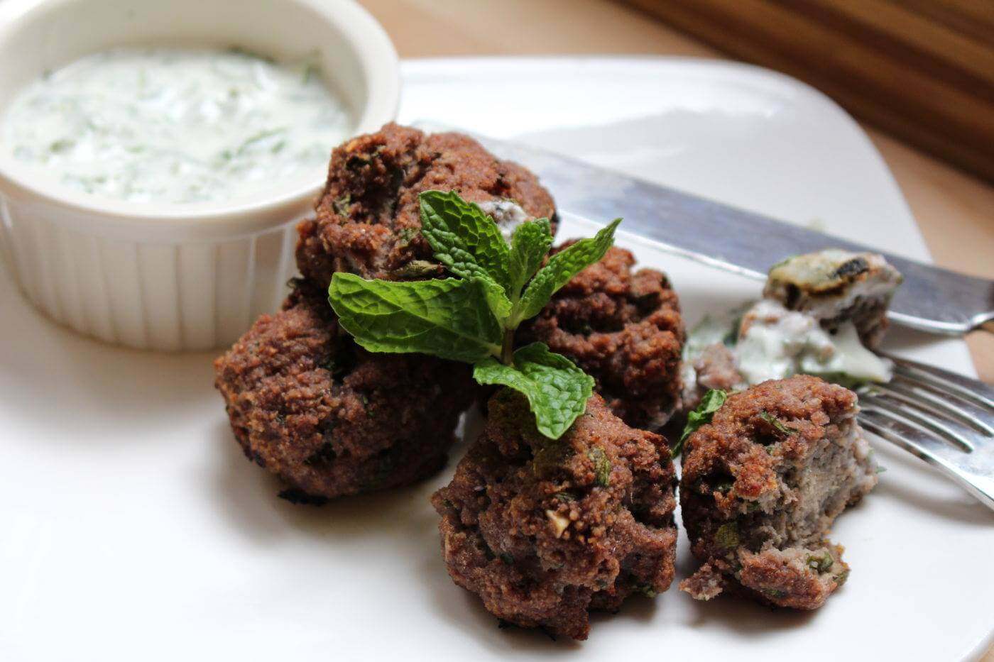 Grape Meatballs with Mint Yogurt
