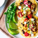 Chicken Tostadas with Creamy Cilantro Lime Sauce
