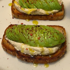 Avocado Hummus Toast Recipe (with Sliced Avocado)