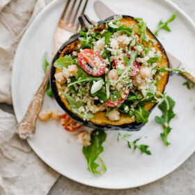 Mediterranean Quinoa Salad Stuffed Acorn Squash