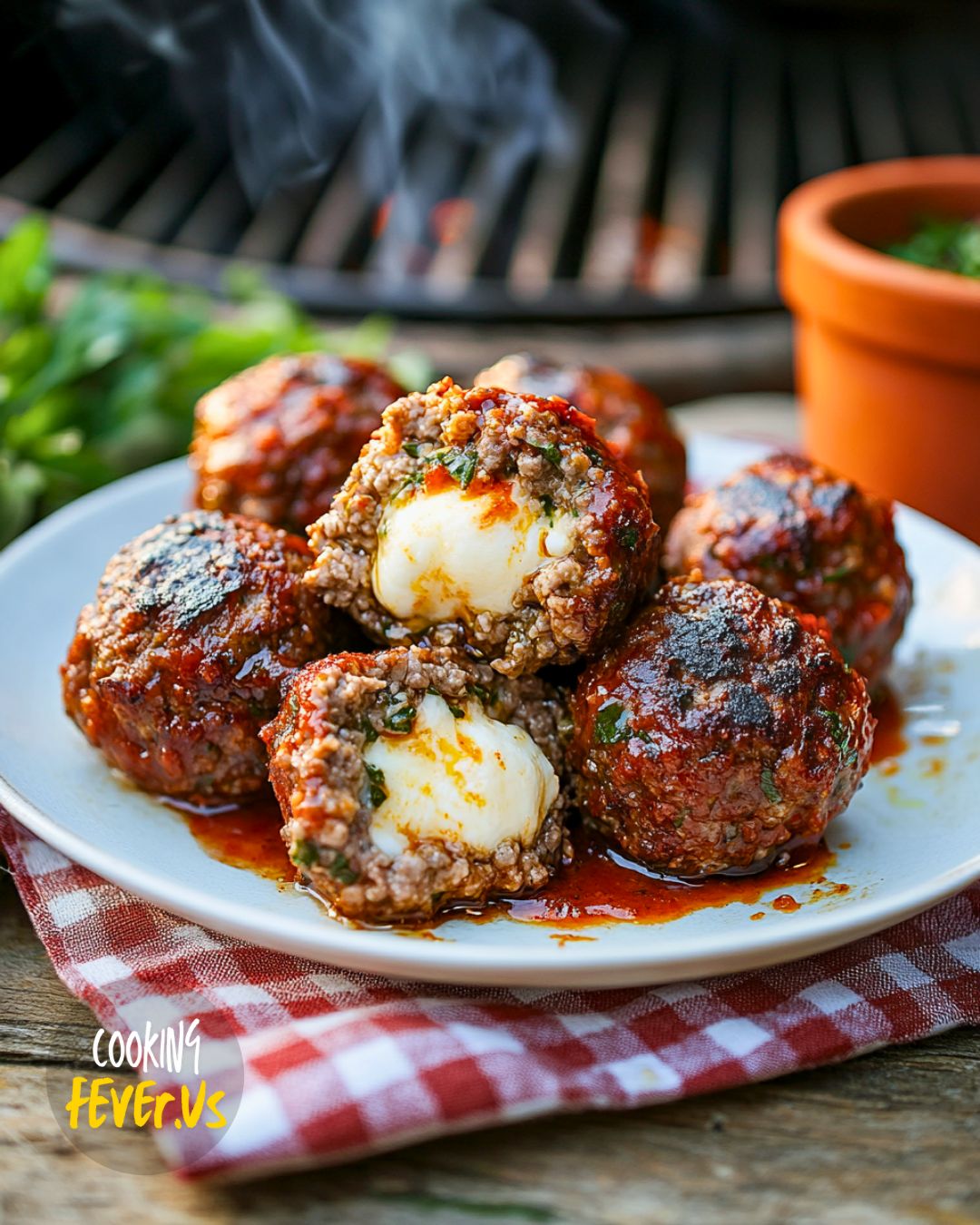 Spicy Mozzarella-Stuffed Meatballs