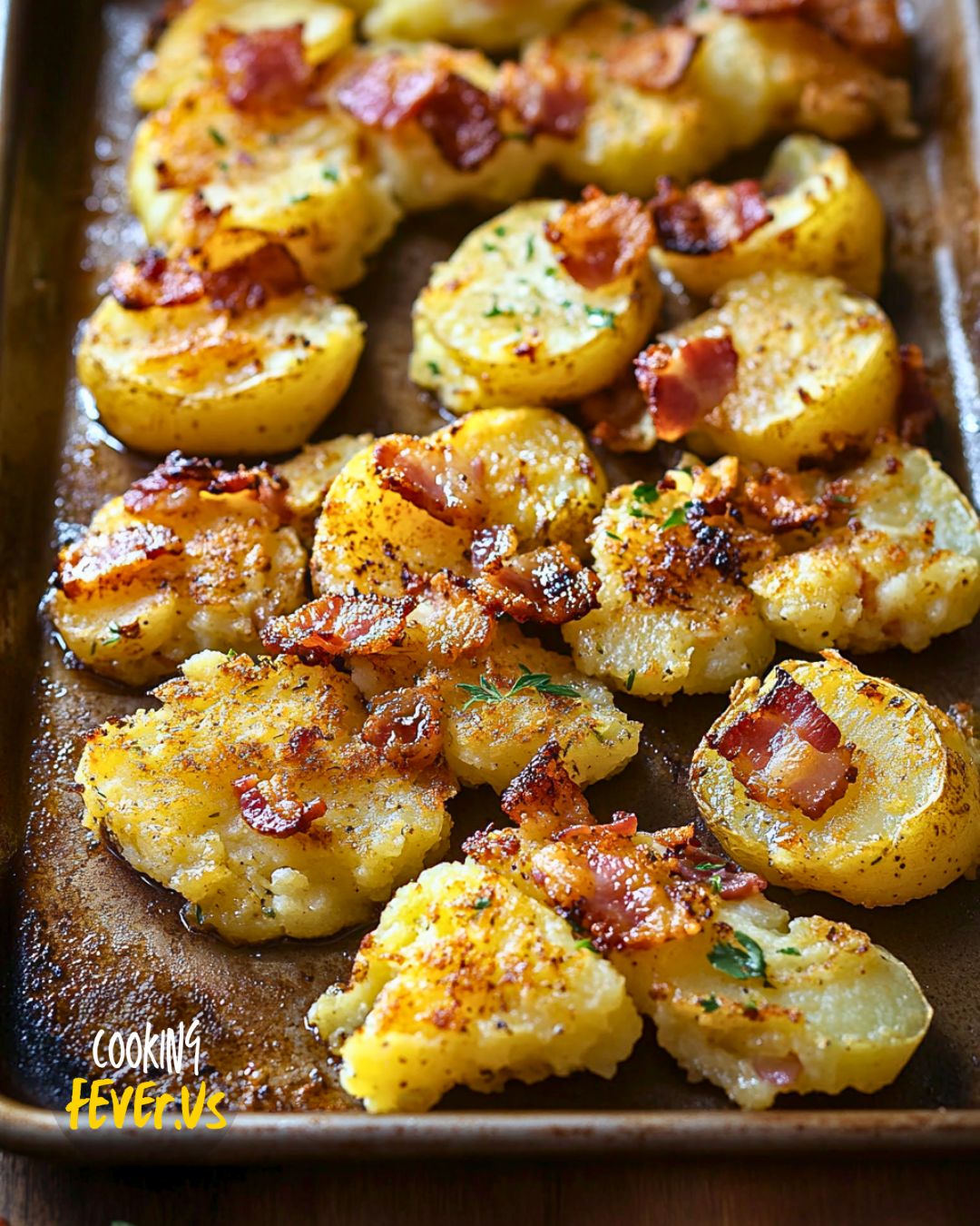 Crispy Smashed Potatoes with Bacon Vinaigrette