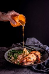 Citrus glazed salmon with couscous salad