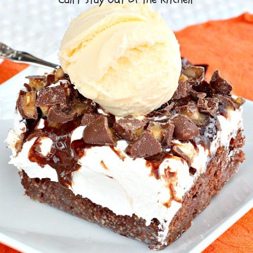 Heath Bar Hot Fudge Poke Cake