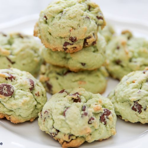 Pistachio Pudding Cookies with Chocolate Chips