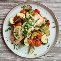 Mediterranean Salmon Tray Bake