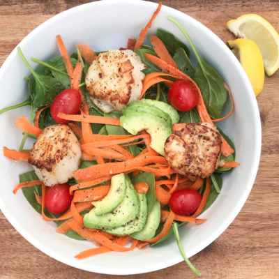 Pan Seared Scallops Spinach Salad