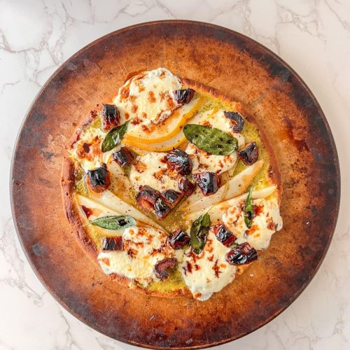 Burrata Flatbread with Dates and Pears