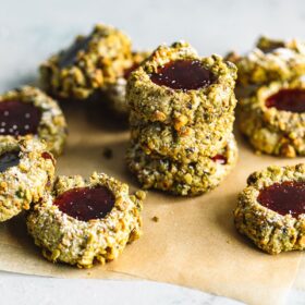 Pistachio Thumbprint Cookies with Jam