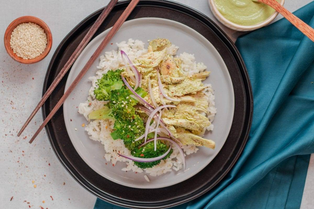 Aji Chicken with Broccoli and Rice