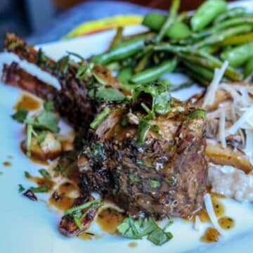Herb Crusted Lamb Chops with a wine lemon garlic sauce
