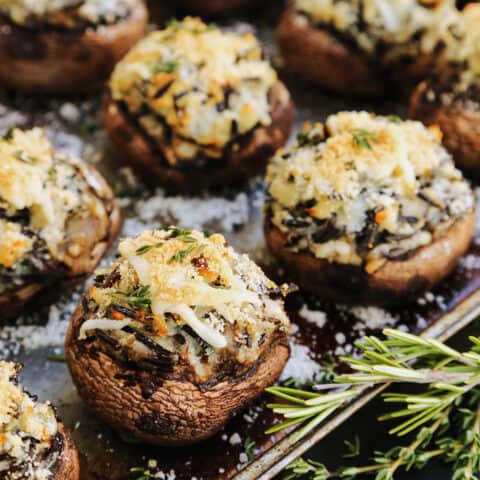 Mashed Potato and Wild Rice Stuffed Mushrooms