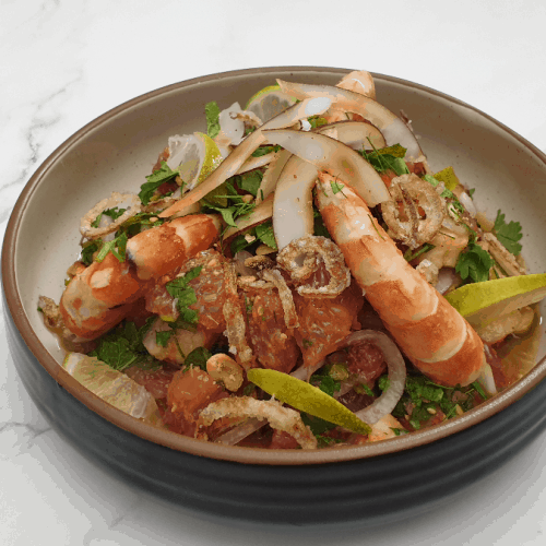 Thai style grapefruit salad with king prawns