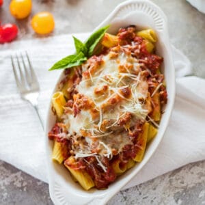 Baked Rigatoni with Tomato Sauce & Italian Sausage