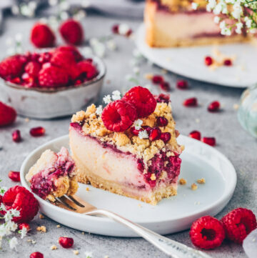 Vegan Crumble Cake with Cheesecake and Berry Filling