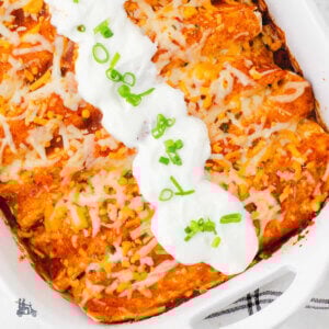 Easy Make Ahead Sausage and Egg Breakfast Enchilada Casserole