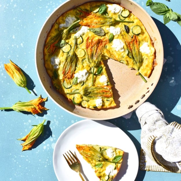 Squash Blossom and Goat Cheese Frittata