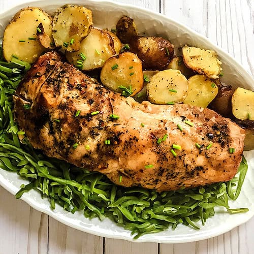 Slow Cooker Pork Tenderloin with Garlic Apple Thyme Sauce