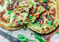Wild garlic flatbreads with cheese