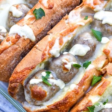 Pesto Alfredo Meatball Subs