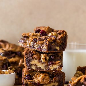 Chocolate Cranberry Walnut Blondies