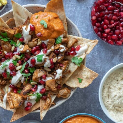 Middle Eastern Jackfruit Nachos (Easy Vegan Fatteh)