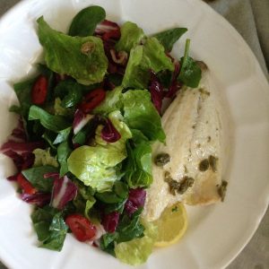 Pan-fried seabream with capers vinaigrette