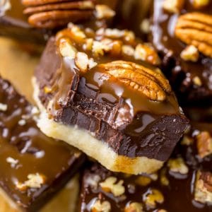 Salted Caramel Turtle Fudge Bars