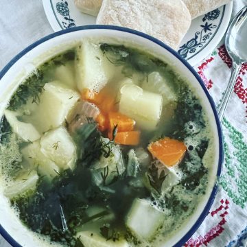 Kohlrabi & Kale Soup