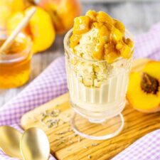 Honey-Lavender Ice Cream With Peach Compote