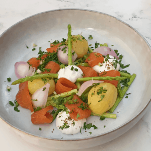 Instant Smoked Salmon with baby potatoes