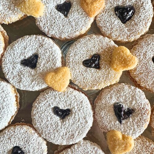 Linzer cookies made with fresh milled flour