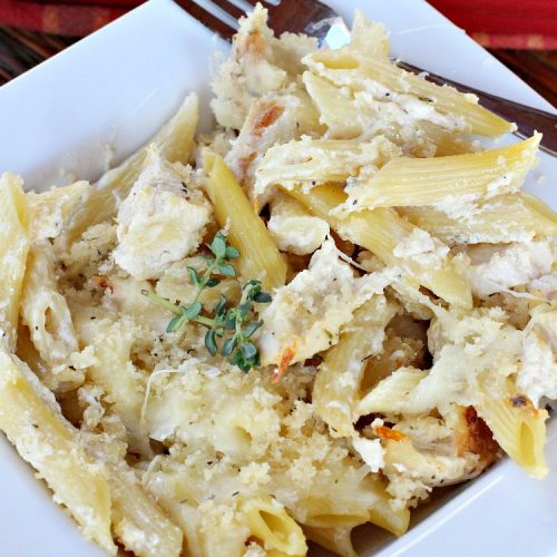 Grilled Chicken Alfredo Pasta Bake
