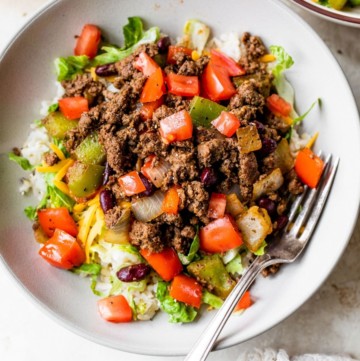 Ground Bison Taco Salad Bowl